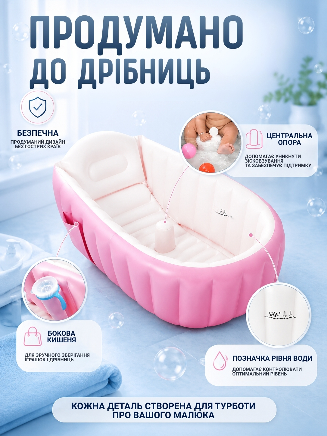 Надувна ванночка для купання малюків фото